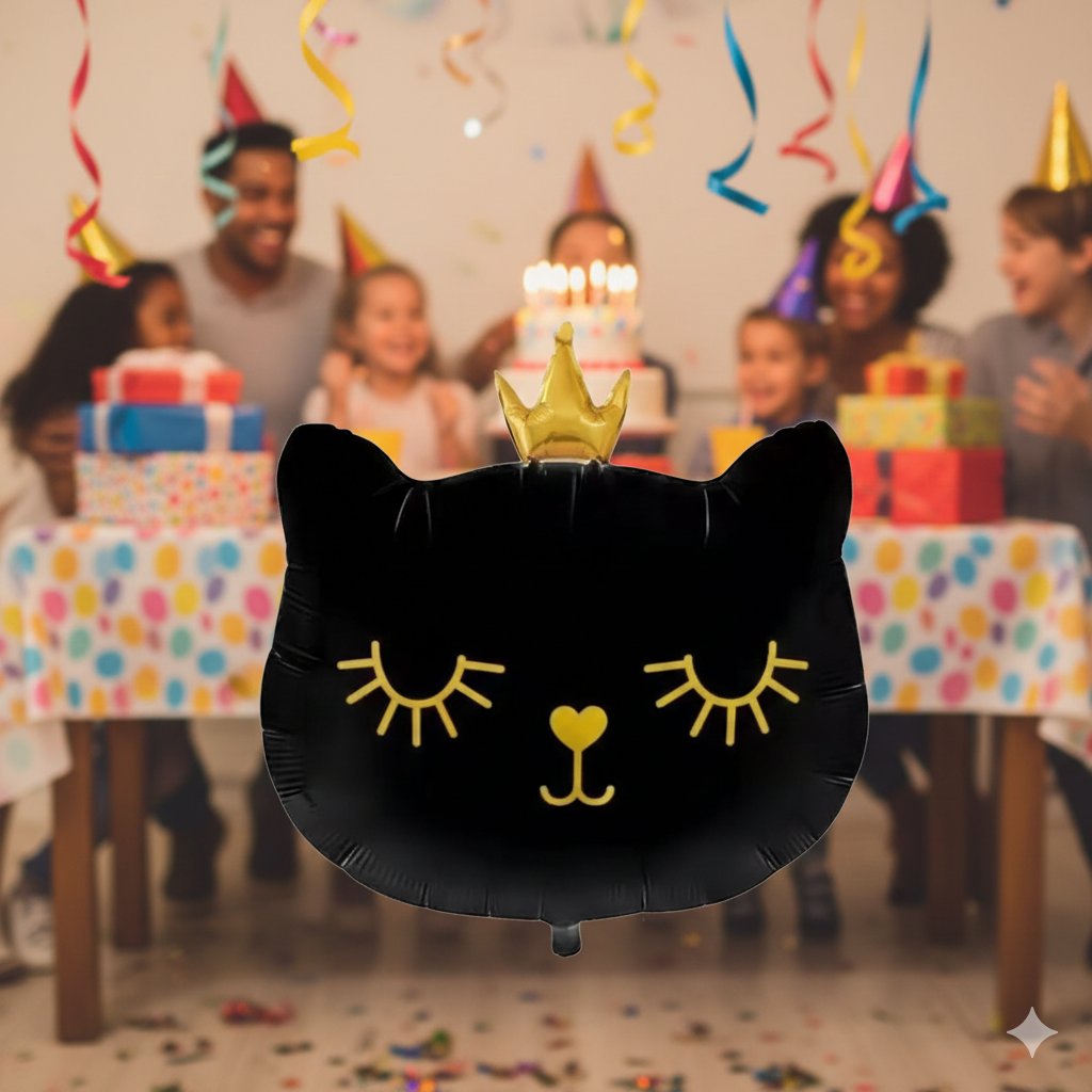 Folyo Balon SİYAH KEDİ KAFASI taçlı GRABO 66CM