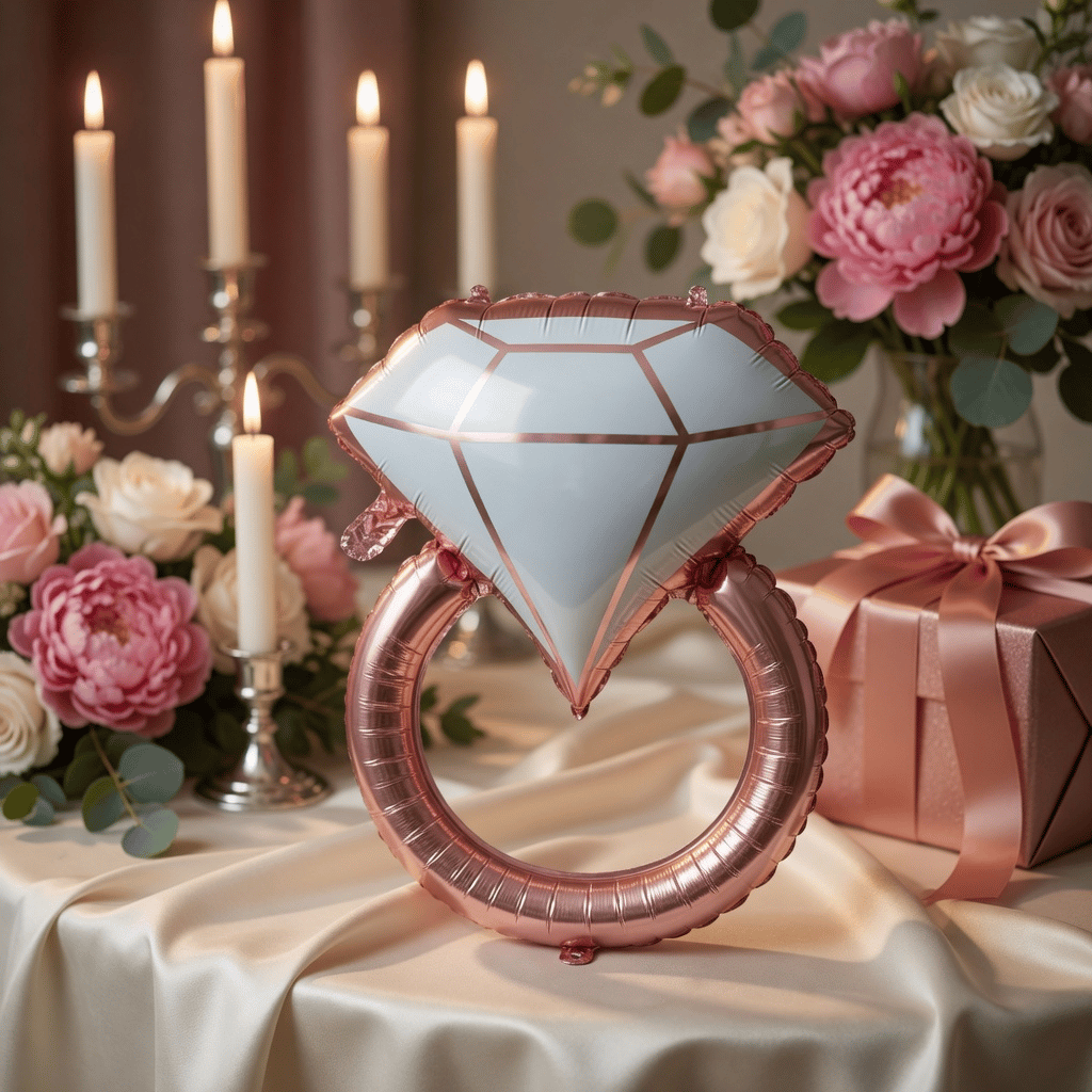 Folyo Balon Tek Taş Yüzük Rose 58x81CM