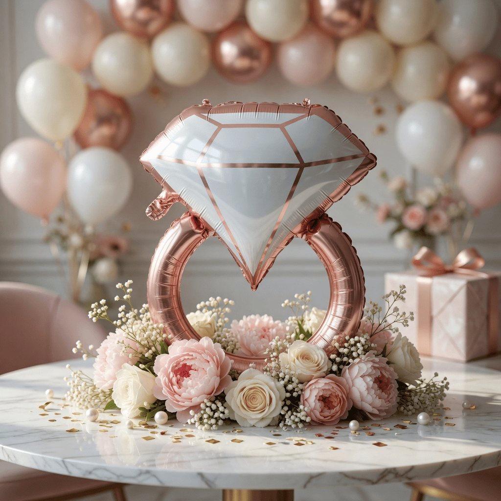 Folyo Balon Tek Taş Yüzük Rose 58x81CM