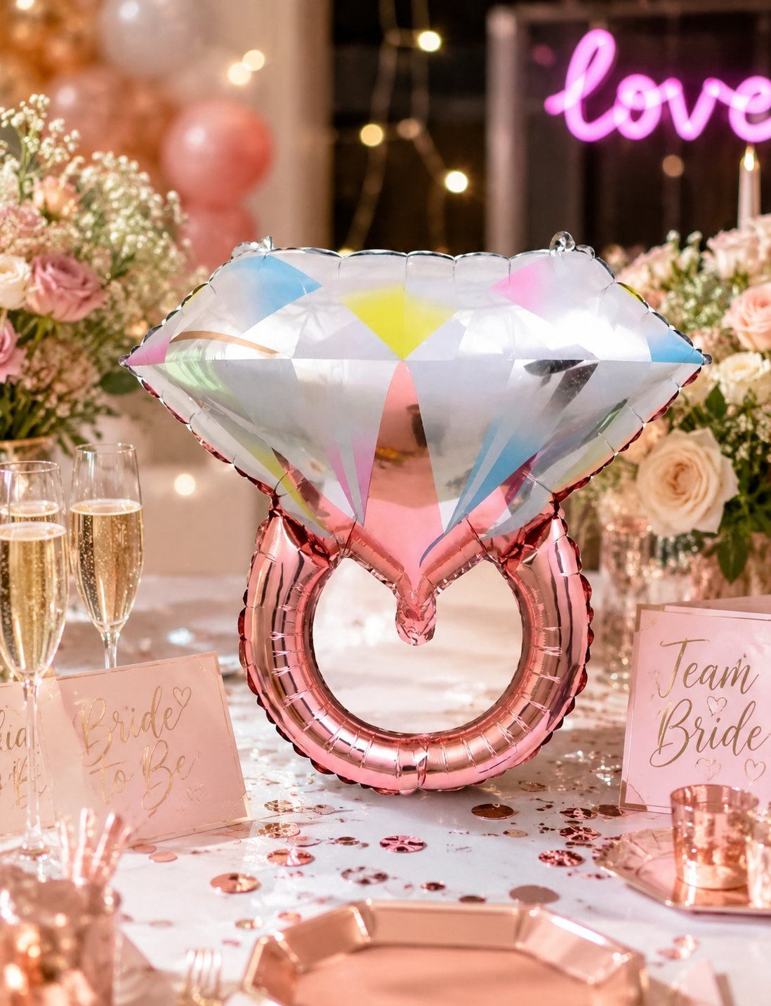 Folyo Balon Tek Taş Yüzük rose gold 32 inç 3281