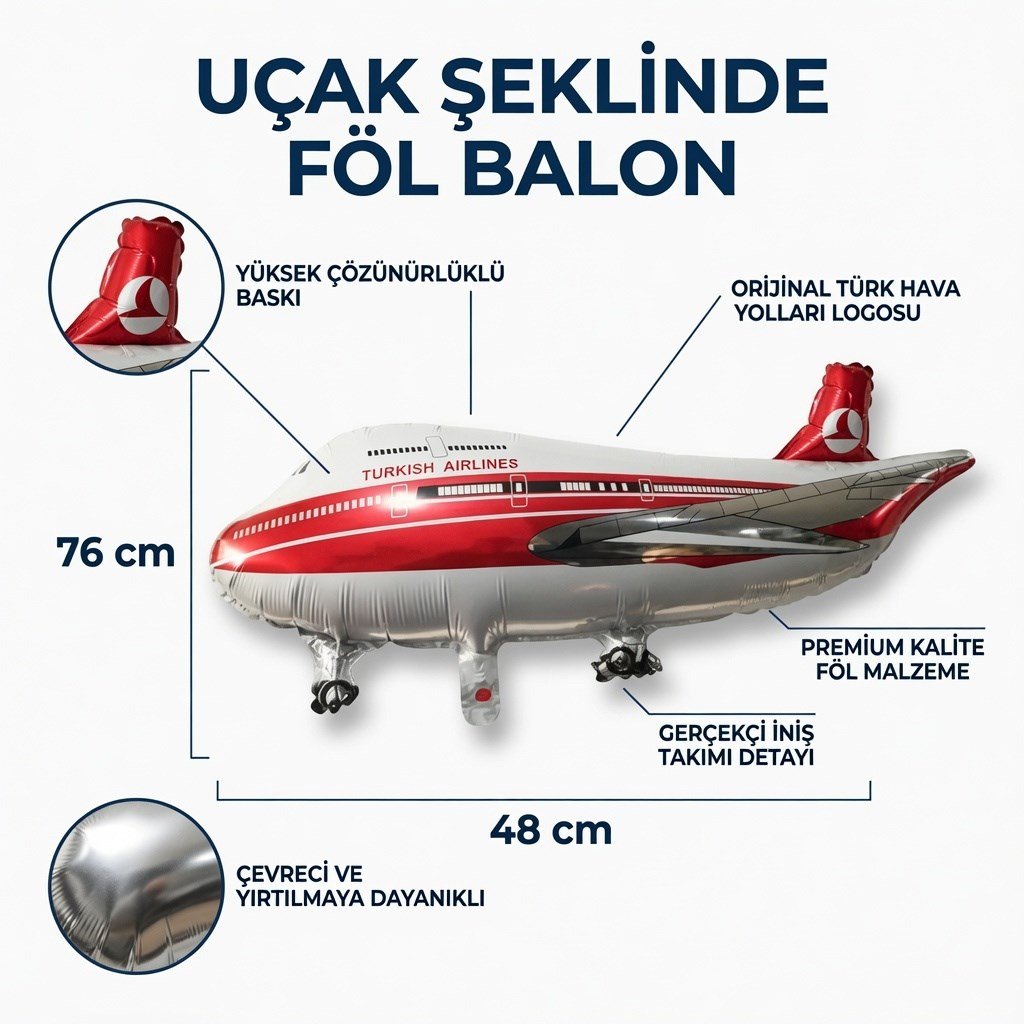 Folyo Balon -THY Uçak- 76x48 cm