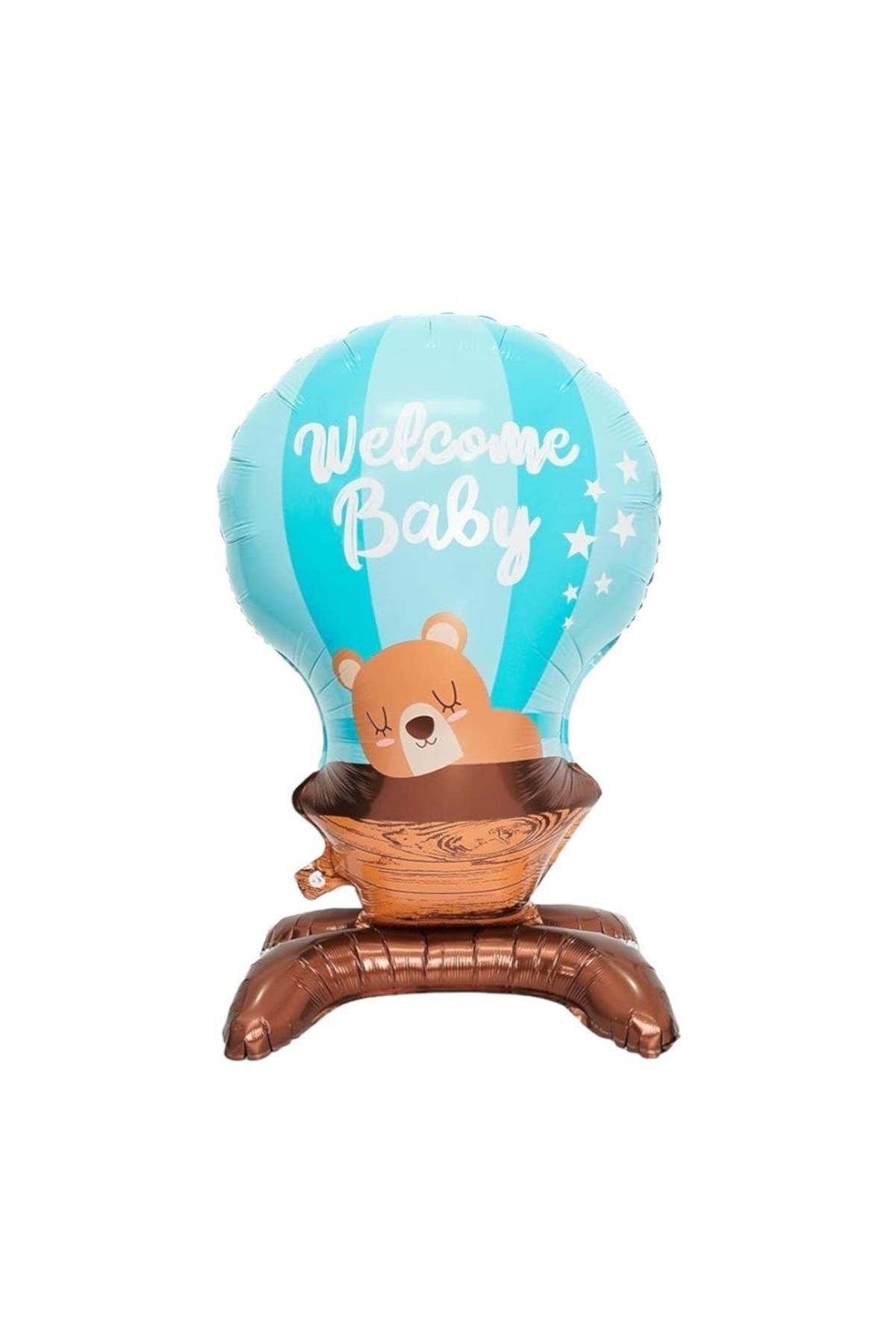 Folyo Balon Welcome baby hoşgeldin bebe MAVİ ayak
