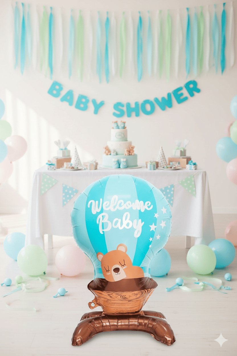 Folyo Balon Welcome baby hoşgeldin bebe MAVİ ayak