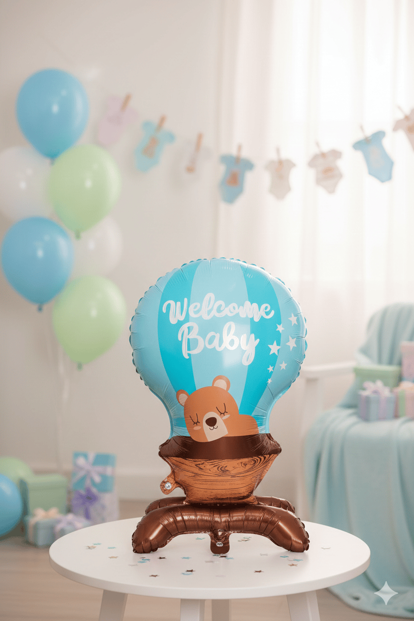 Folyo Balon Welcome baby hoşgeldin bebe MAVİ ayak