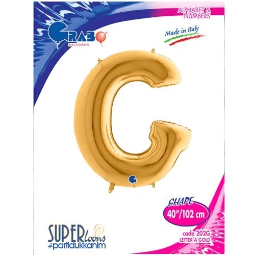 Folyo Harf ''G'' Harfi Gold-Altın renk  40 Inc 100 Cm grabo Doğum günü balonu