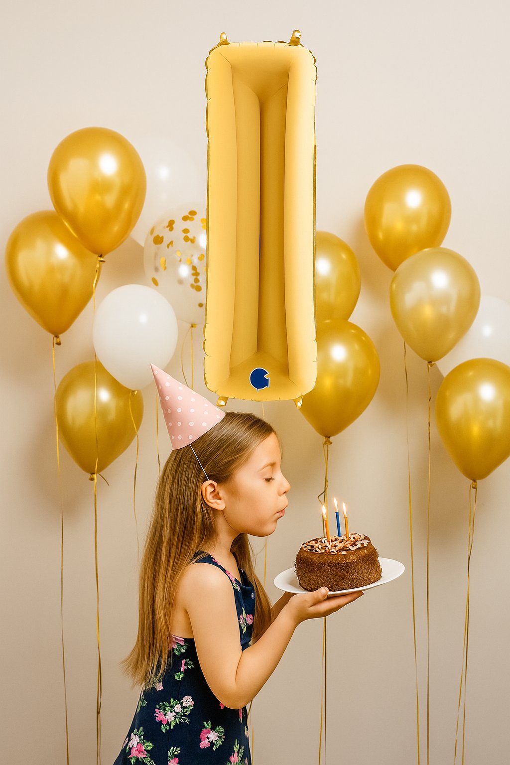 Folyo Harf ''I'' Harfi Gold-Altın renk  40 Inc 100 Cm grabo Doğum günü balonu