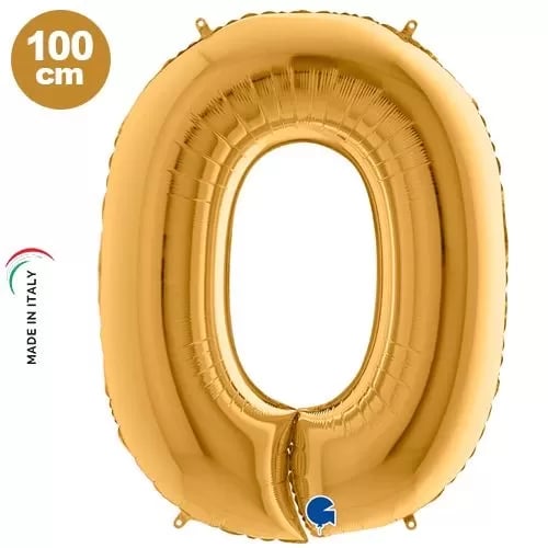 Folyo Rakam 0 (Sıfır) Gold-altın renginde 40 inç 100 cm GRABO doğum günü balonu