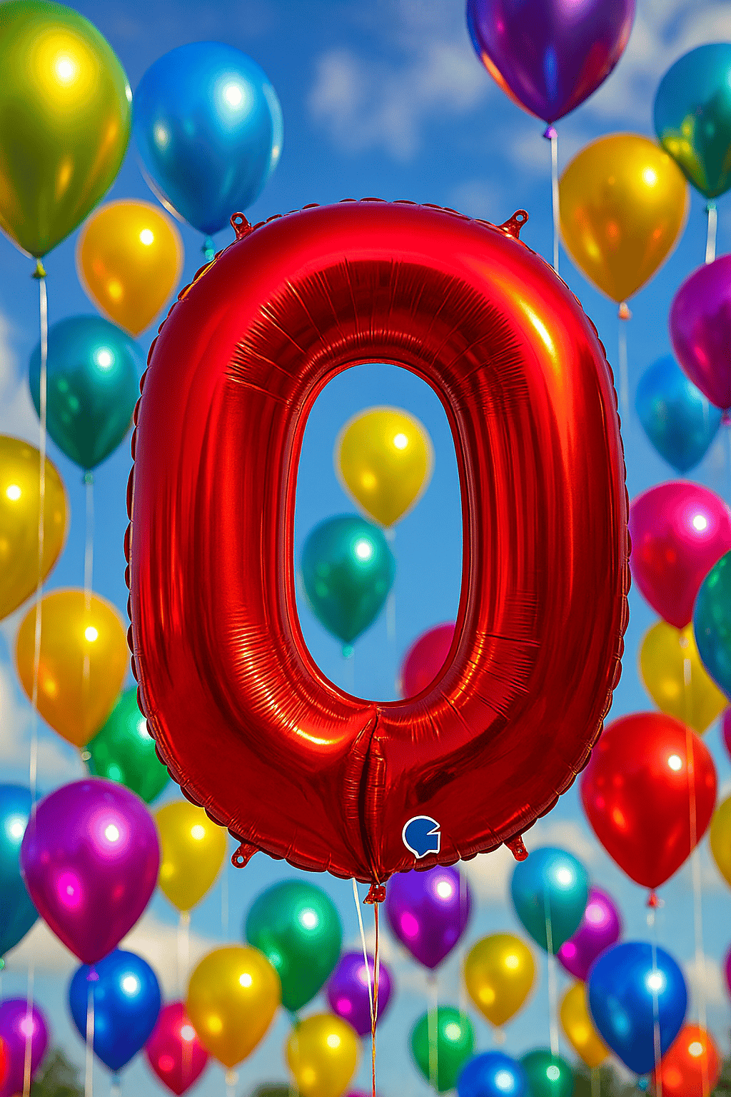 Folyo Rakam 0 (Sıfır) Kırmızı renginde 40 inç 100 cm GRABO doğum günü balonu