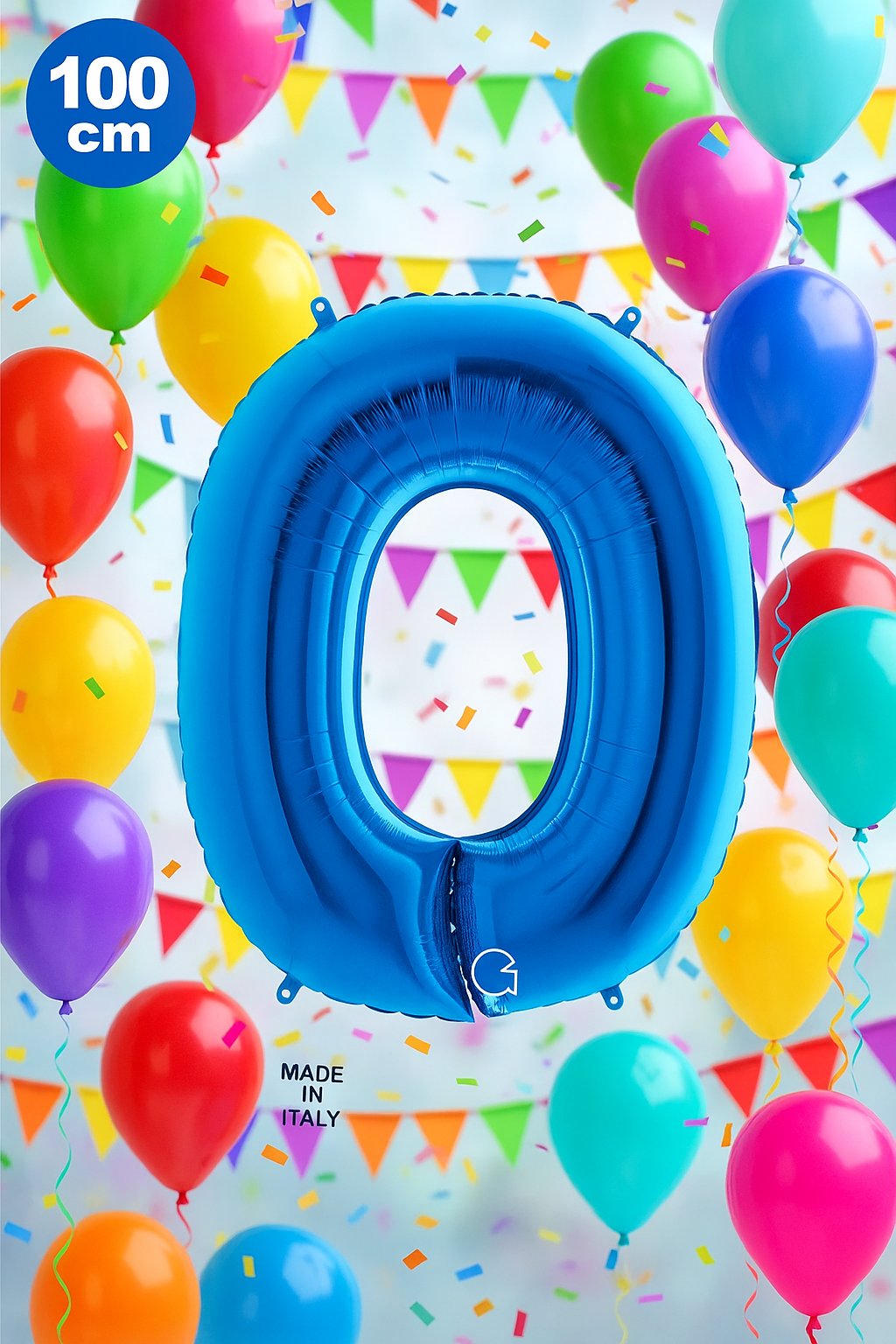 Folyo Rakam 0 (Sıfır) Mavi renkli 40 inç 100 cm GRABO doğum günü balonu