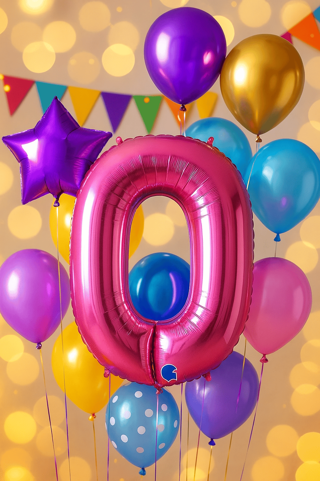 Folyo Rakam 0 (Sıfır) Pembe renkli 40 inç 100 cm GRABO doğum günü balonu