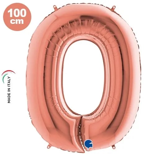 Folyo Rakam 0 (Sıfır) Rosegold renkli 40 inç 100 cm GRABO doğum günü balonu