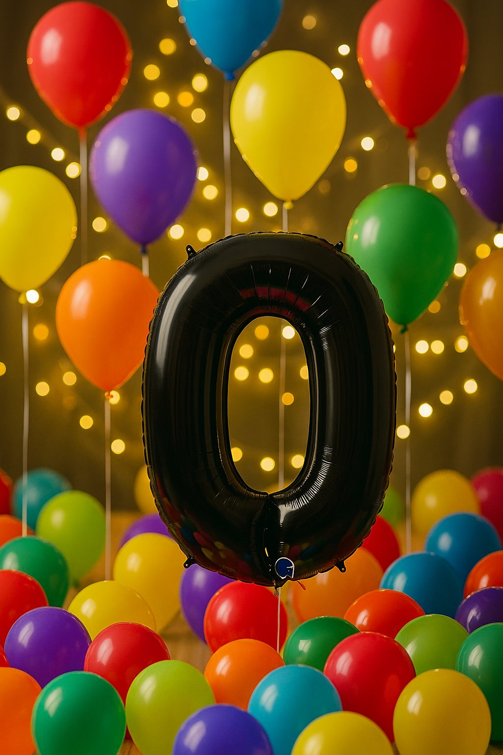 Folyo Rakam 0 (Sıfır) Siyah renkli 40 inç 100 cm GRABO doğum günü balonu
