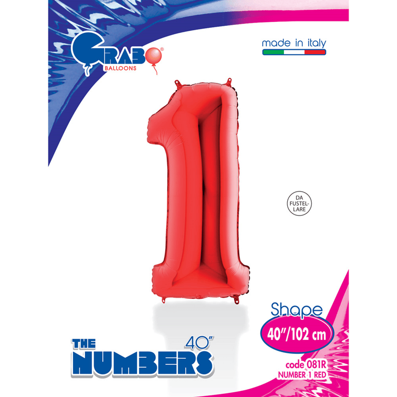 Folyo Rakam 1 Kırmızı 40 Inc 102 CM GRABO