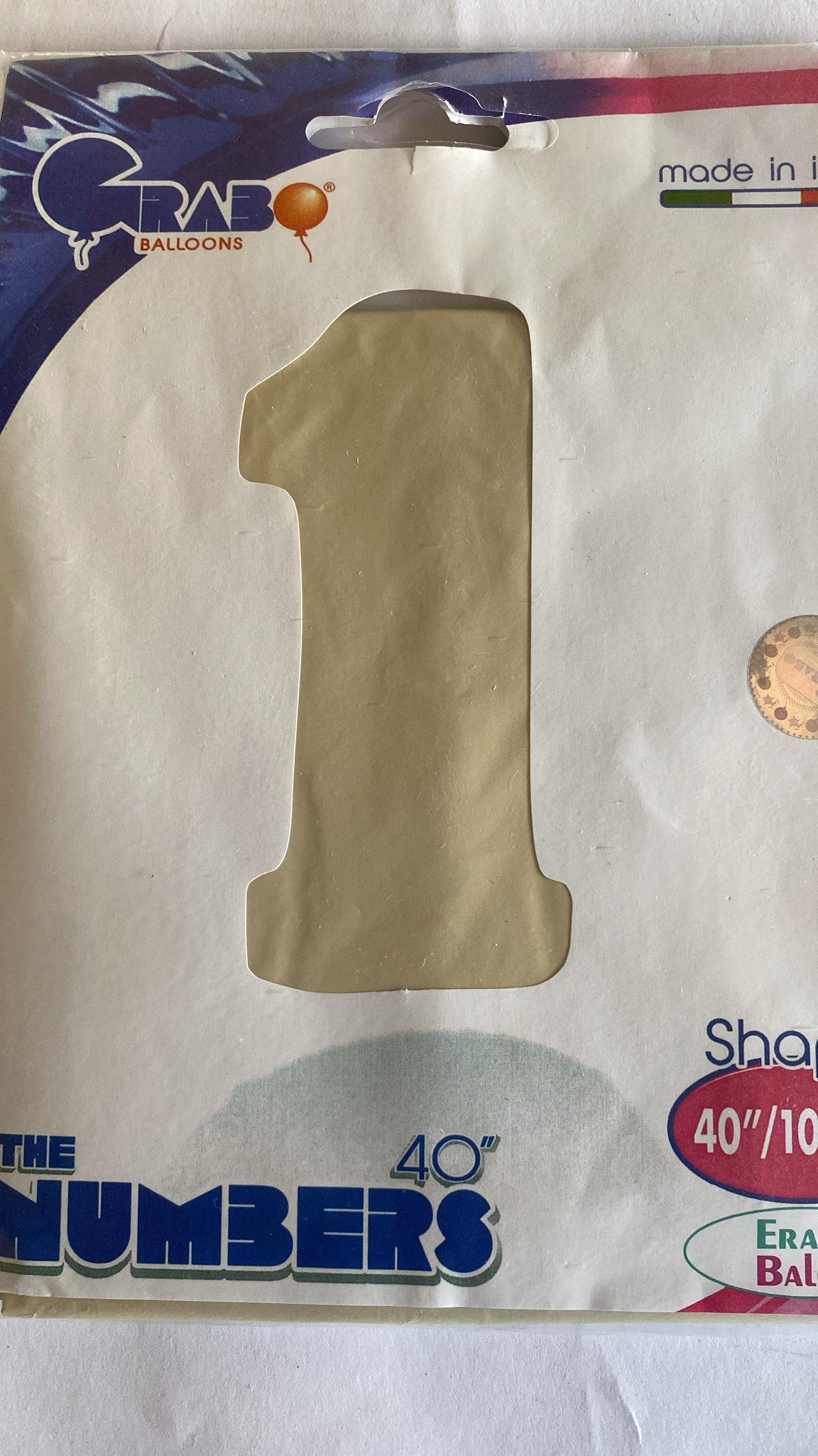 Folyo Rakam 1 Krem satin 40 inç 100 cm Grabo markalı çok kaliteli folyo balon