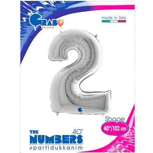 Folyo Rakam 2 Gümüş 40 Inc 101 Cm GRABO