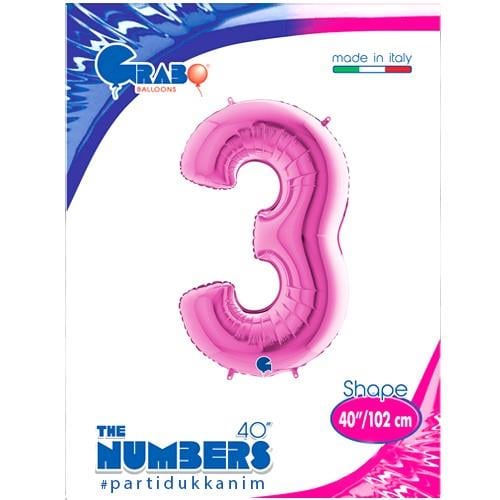 Folyo Rakam 3 Pembe 40 Inc 101 Cm GRABO
