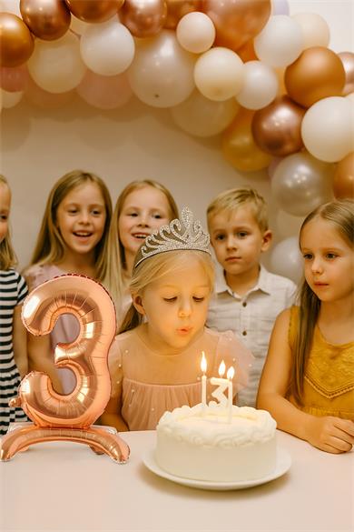 Folyo Rakam 3 Rose Gold Ayaklı 32 inç 81 cm Masa üstü Doğum günü Yaş Balonu