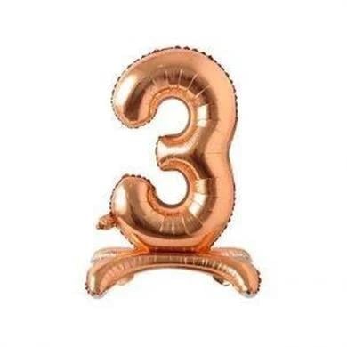 Folyo Rakam 3 Rose Gold Ayaklı 32 inç 81 cm Masa üstü Doğum günü Yaş Balonu
