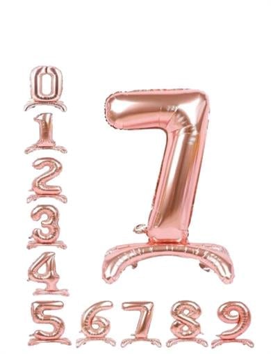 Folyo Rakam 3 Rose Gold Ayaklı 32 inç 81 cm Masa üstü Doğum günü Yaş Balonu