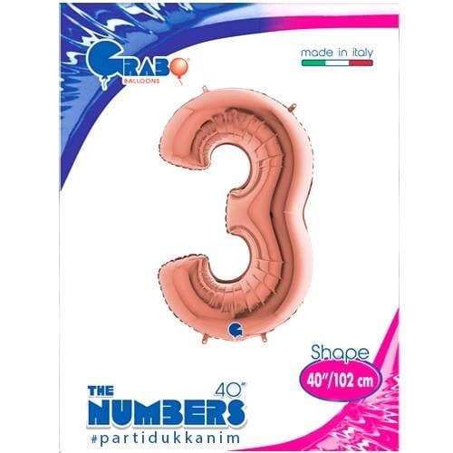 Folyo Rakam 3 Rosegold 40 inç 100 cm İKM-GRABO