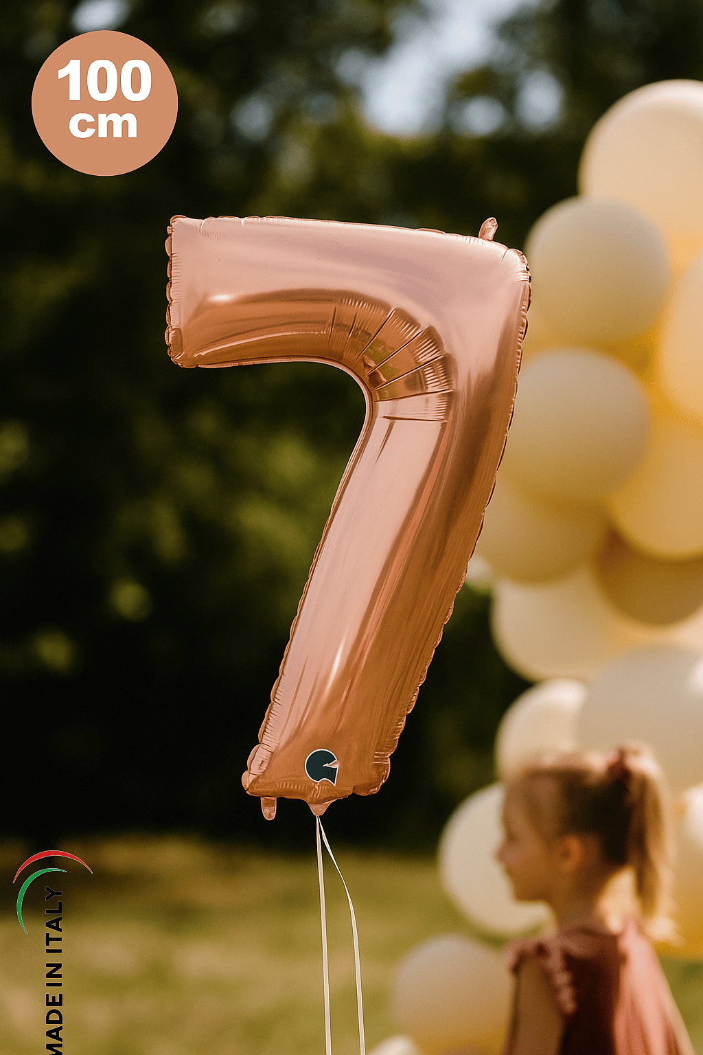 Folyo Rakam 7 Rosegold renginde bronz 40 inç 100 cm GRABO doğum günü balonu
