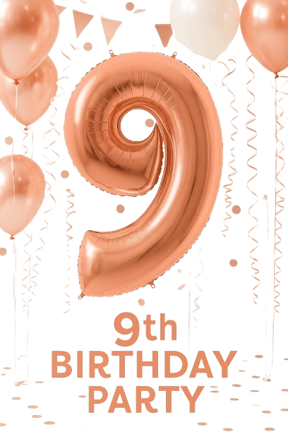 Folyo Rakam 9 Rosegold renginde bronz 40 inç 100 cm GRABO doğum günü balonu