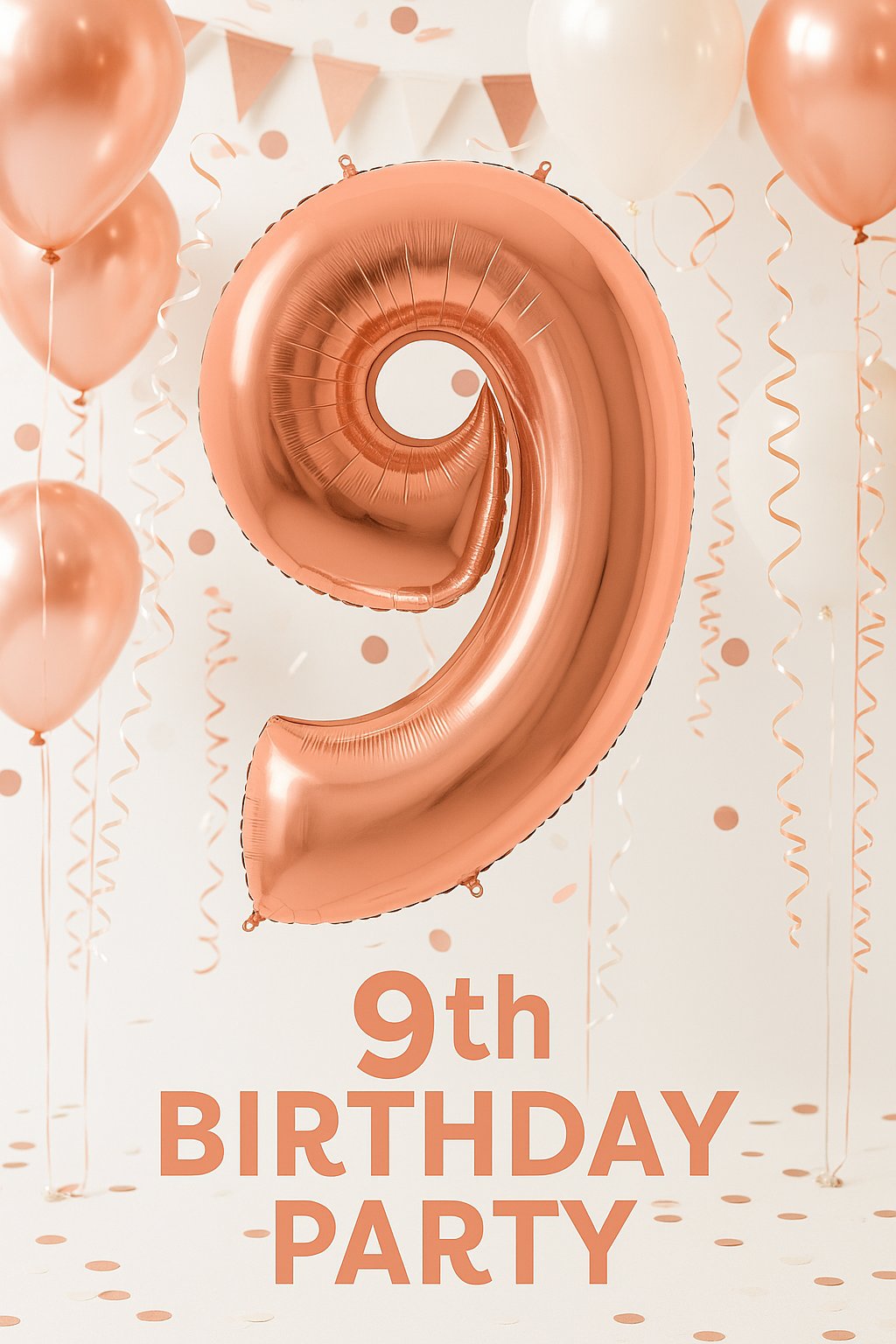 Folyo Rakam 9 Rosegold renginde bronz 40 inç 100 cm GRABO doğum günü balonu