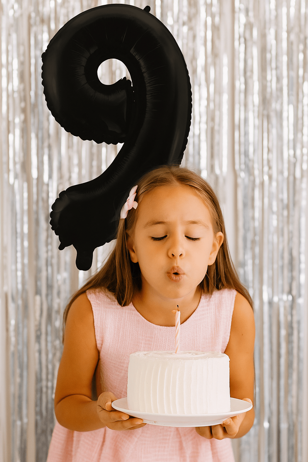Folyo Rakam 9 Yaş Mat Siyah 26 Inc 66 cm Pipetli Doğum Günü Balonu
