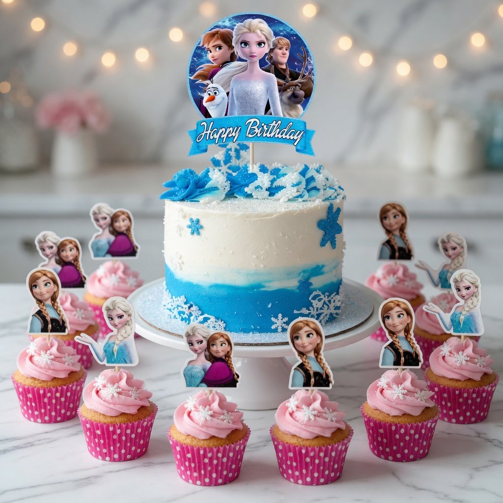 Frozen cake topper set pasta kür-kür-cupcake