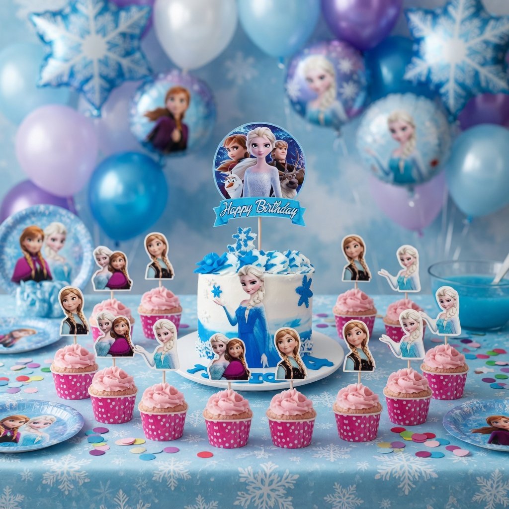 Frozen cake topper set pasta kür-kür-cupcake