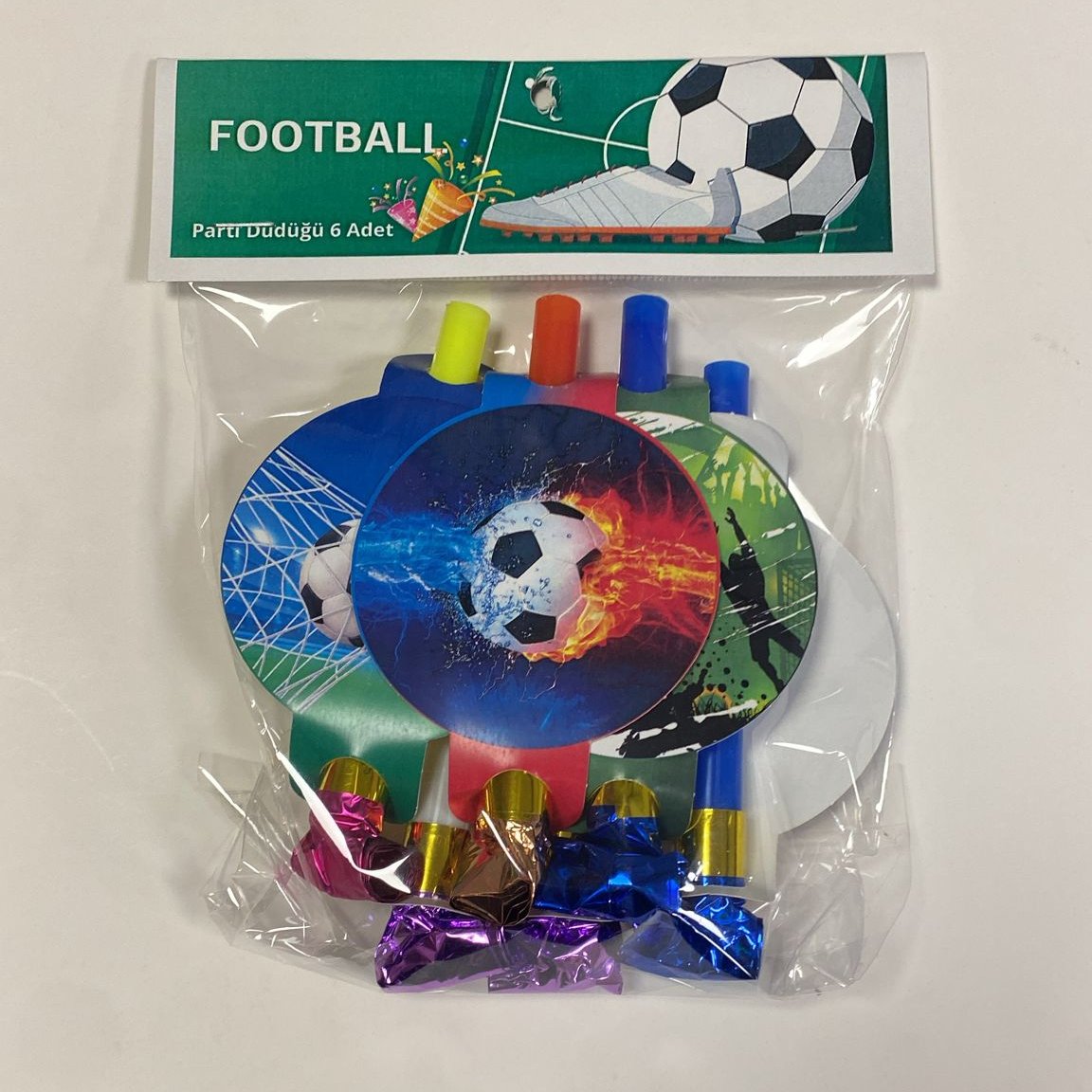 Futbol temalı kaynana dili, parti düdüğü,(6lı paket) uzayan parti düdüğü,uzat çek düdük