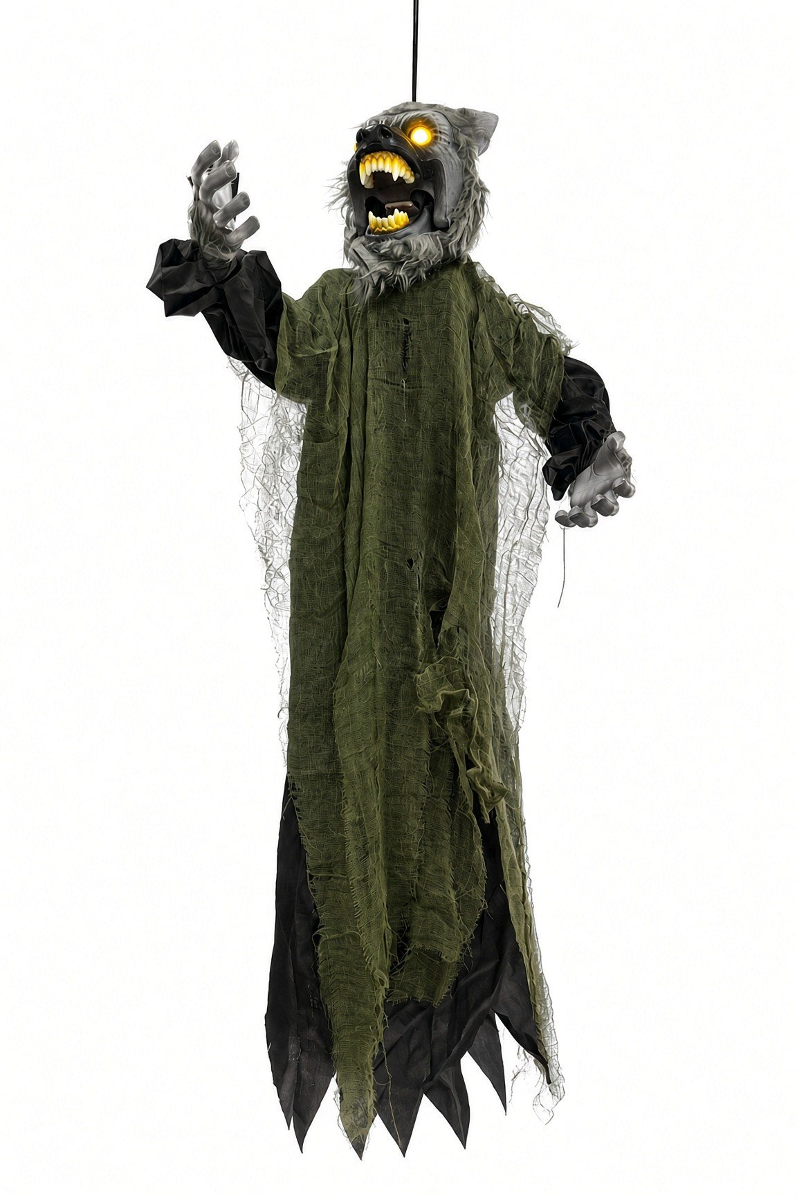 Halloween 105 cm Sesli Işıklı Asılabilir Kurt Adam Süsü Gözleri Yanan Hareketli