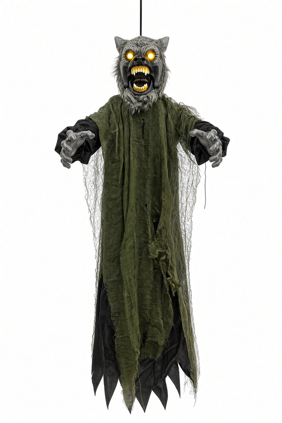 Halloween 105 cm Sesli Işıklı Asılabilir Kurt Adam Süsü Gözleri Yanan Hareketli