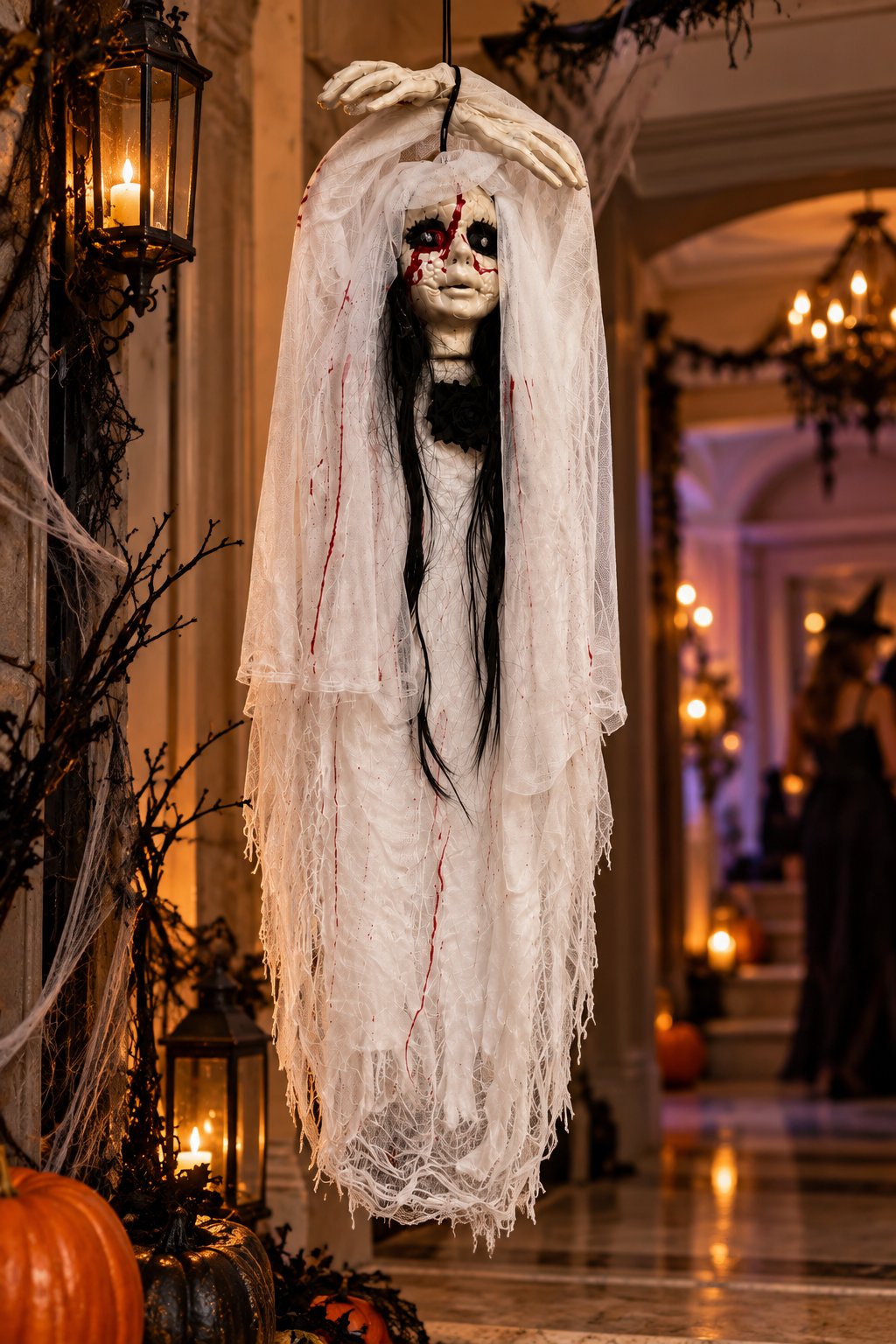 Halloween 120 Cm Sensörlü Işıklı Sesli Halloween Hayalet Gelin Dekoru