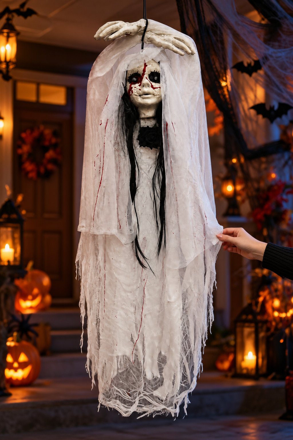 Halloween 120 Cm Sensörlü Işıklı Sesli Halloween Hayalet Gelin Dekoru