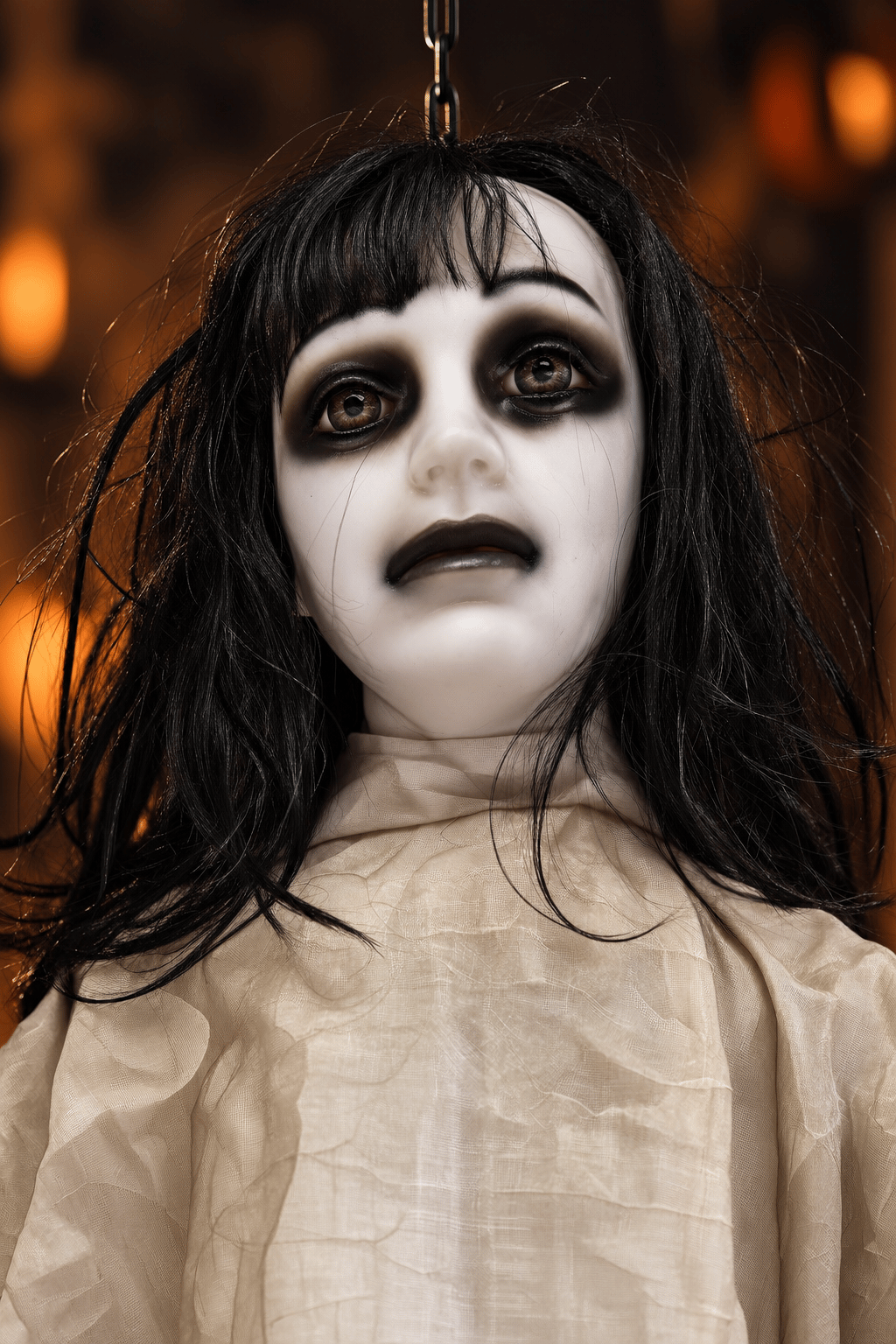 Halloween 130 Cm Sensörlü Sesli Işıklı Hayalet Kadın Dekoru Asılabilir Korku Süsü