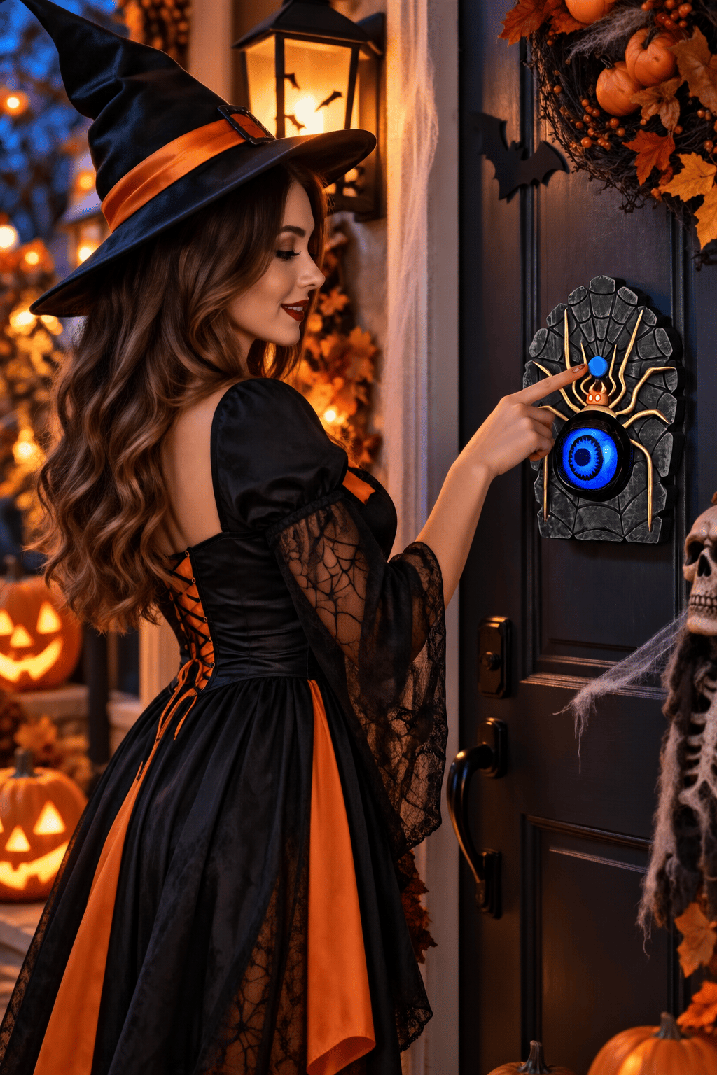 Halloween 16 cm Hareketli Gözlü Sesli Örümcek Kapı Zili
