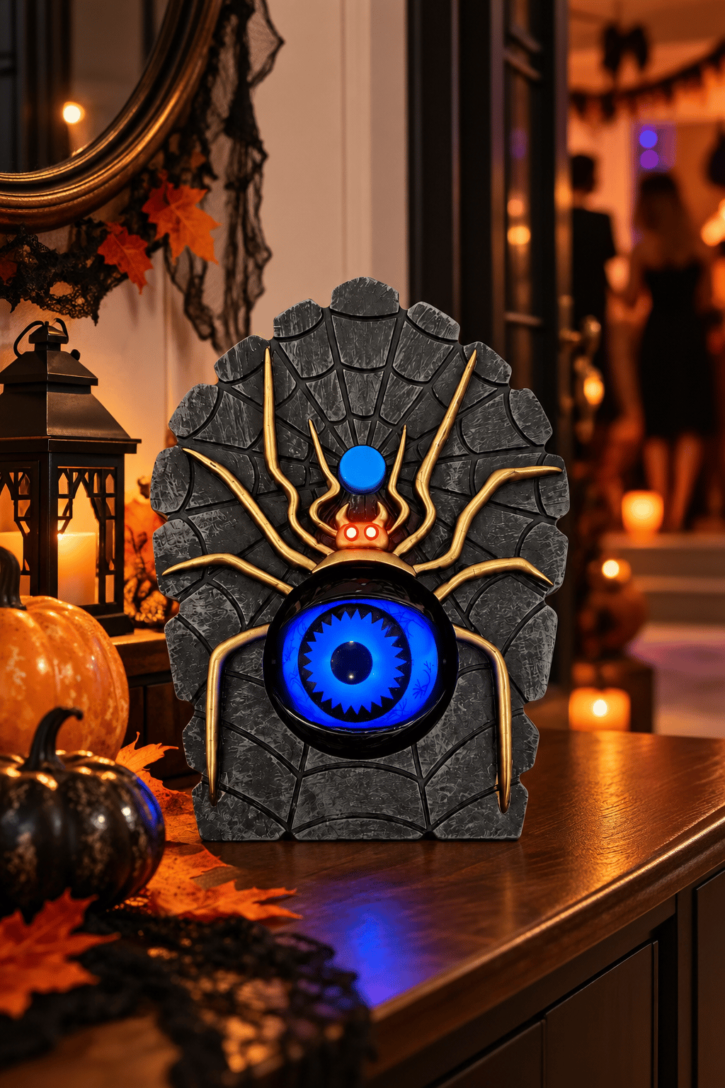 Halloween 16 cm Hareketli Gözlü Sesli Örümcek Kapı Zili