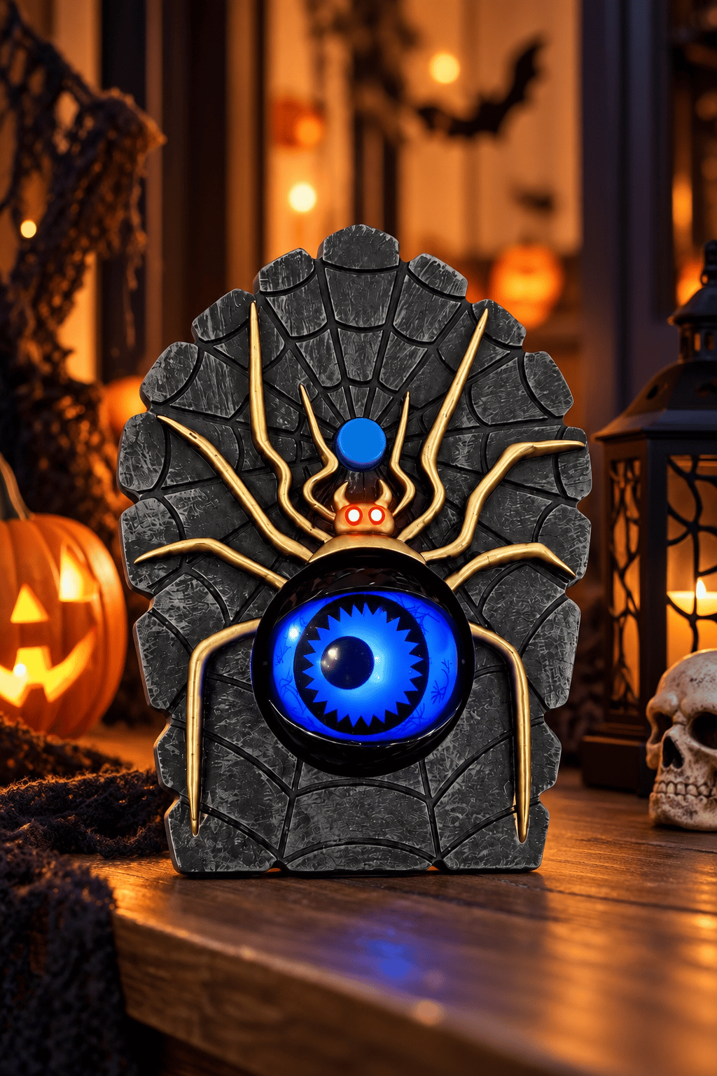 Halloween 16 cm Hareketli Gözlü Sesli Örümcek Kapı Zili