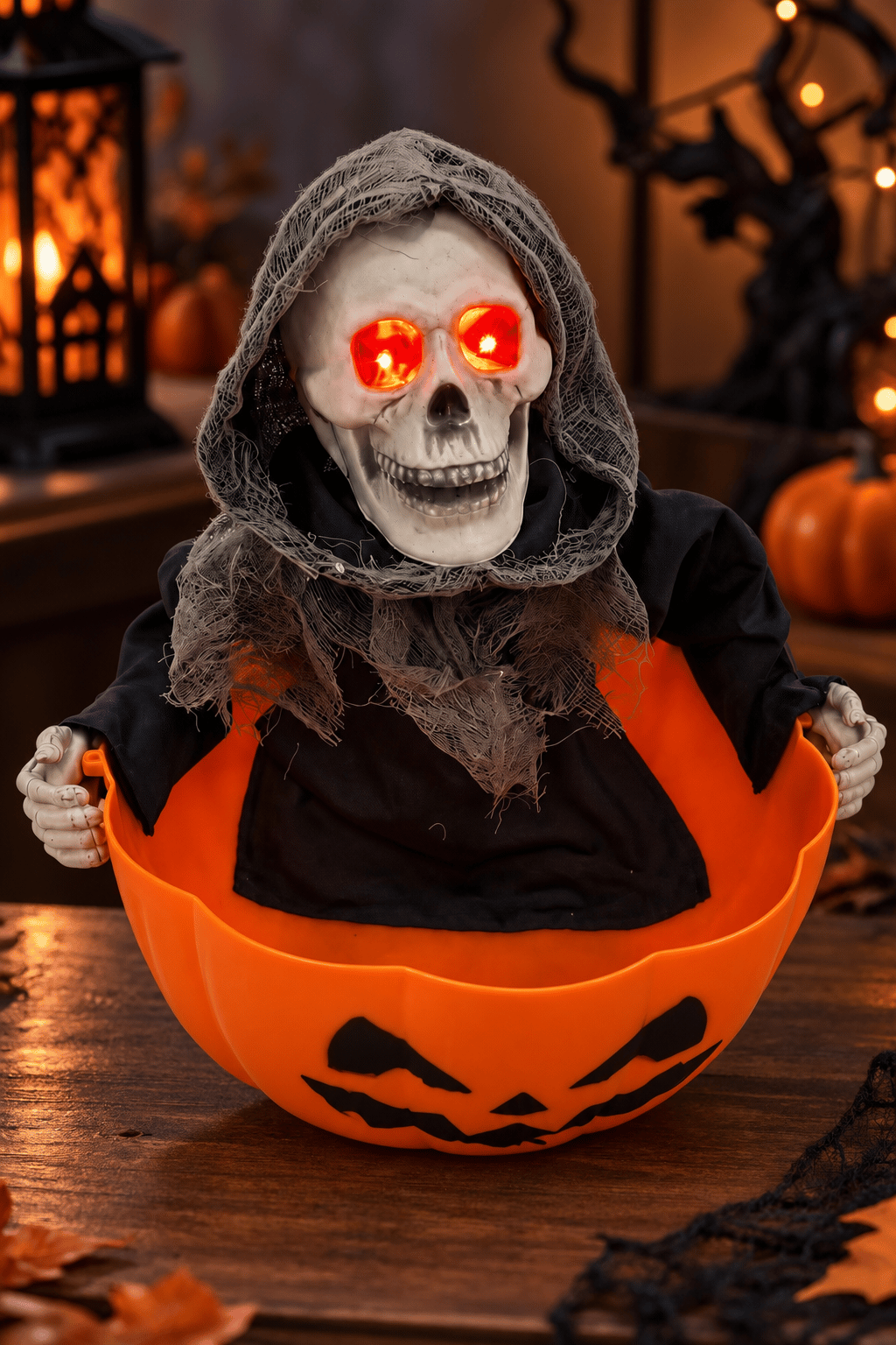 Halloween 28CM  Kafa Sallayan Sesli Kuru Kafa Şekerlik