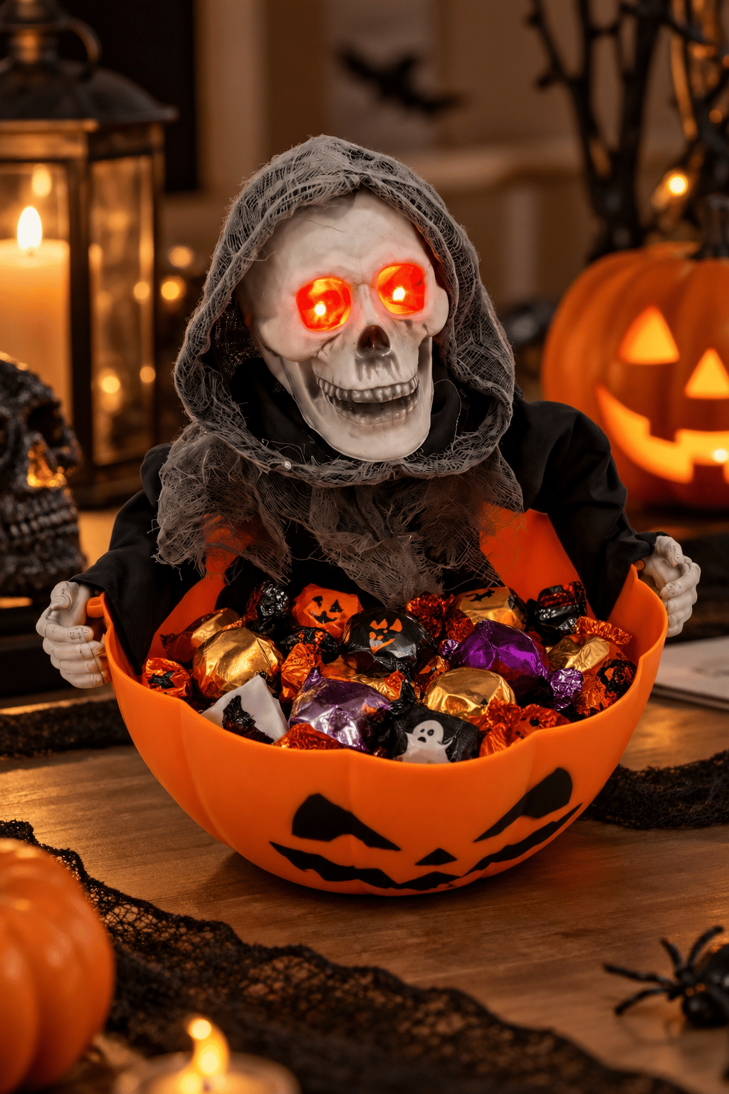 Halloween 28CM  Kafa Sallayan Sesli Kuru Kafa Şekerlik