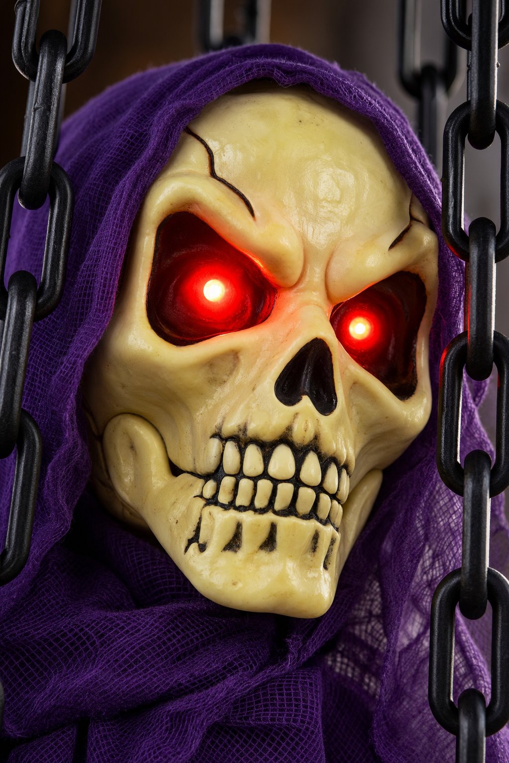 Halloween 40x22cm Sesli Titreşimli Kafesli İskelet Süsü Kırmızı Işıklı Sese Duyarlı