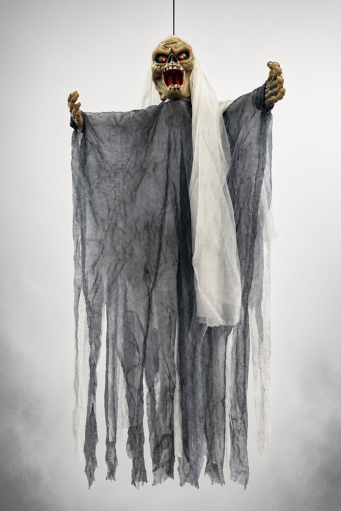 Halloween 50x35 cm GRİ Sesli Işıklı Asılabilir Hayalet Sese Duyarlı