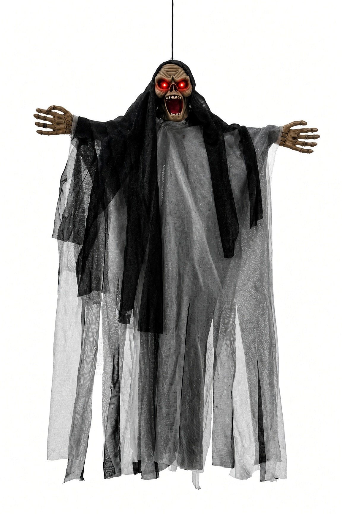 Halloween 50x35 cm SİYAH Sesli Işıklı Asılabilir Hayalet Sese Duyarlı