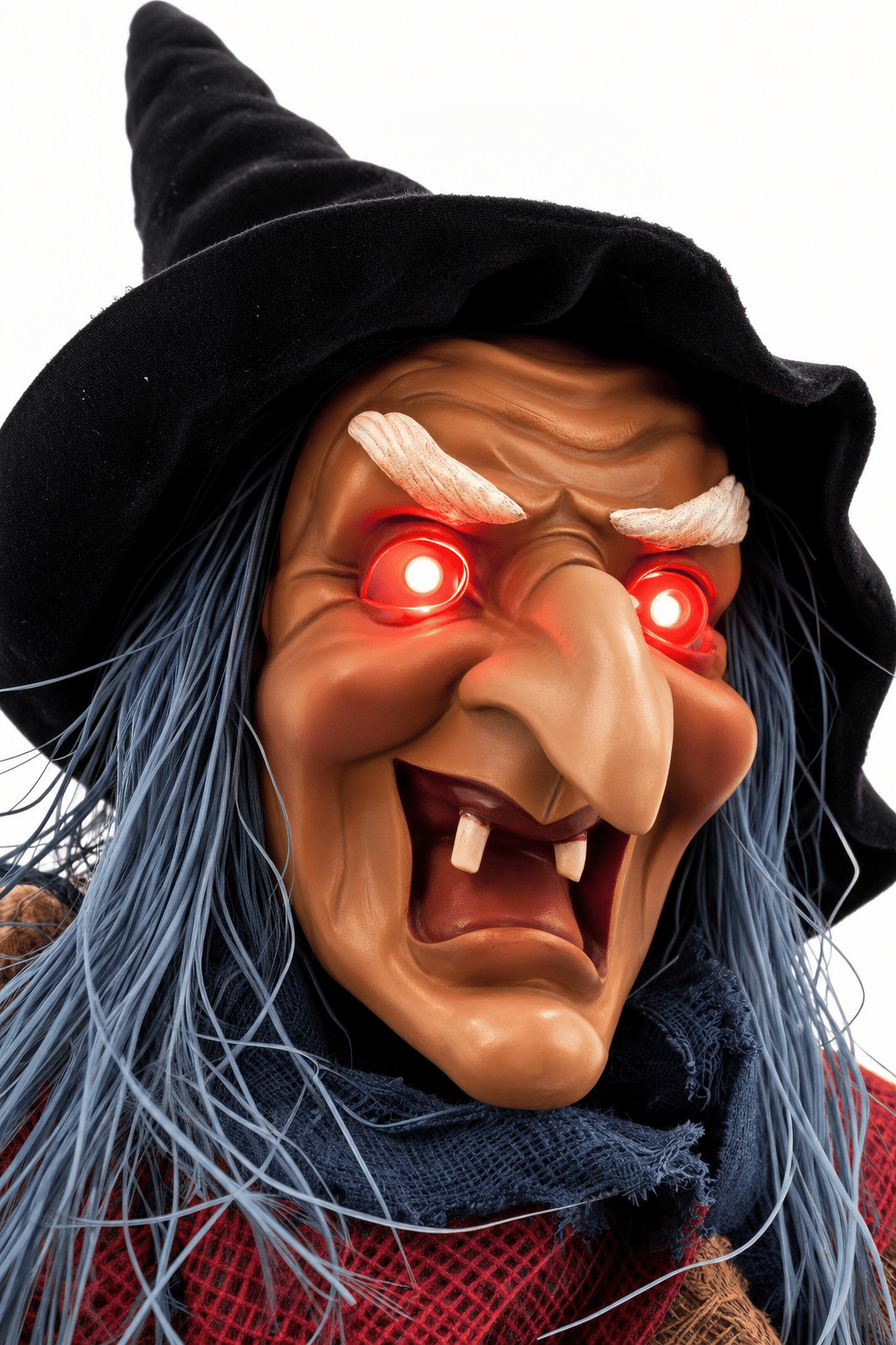 Halloween 55 Cm Sesli Işıklı Cadı Süsü Kırmızı LED Gözlü Asılabilir