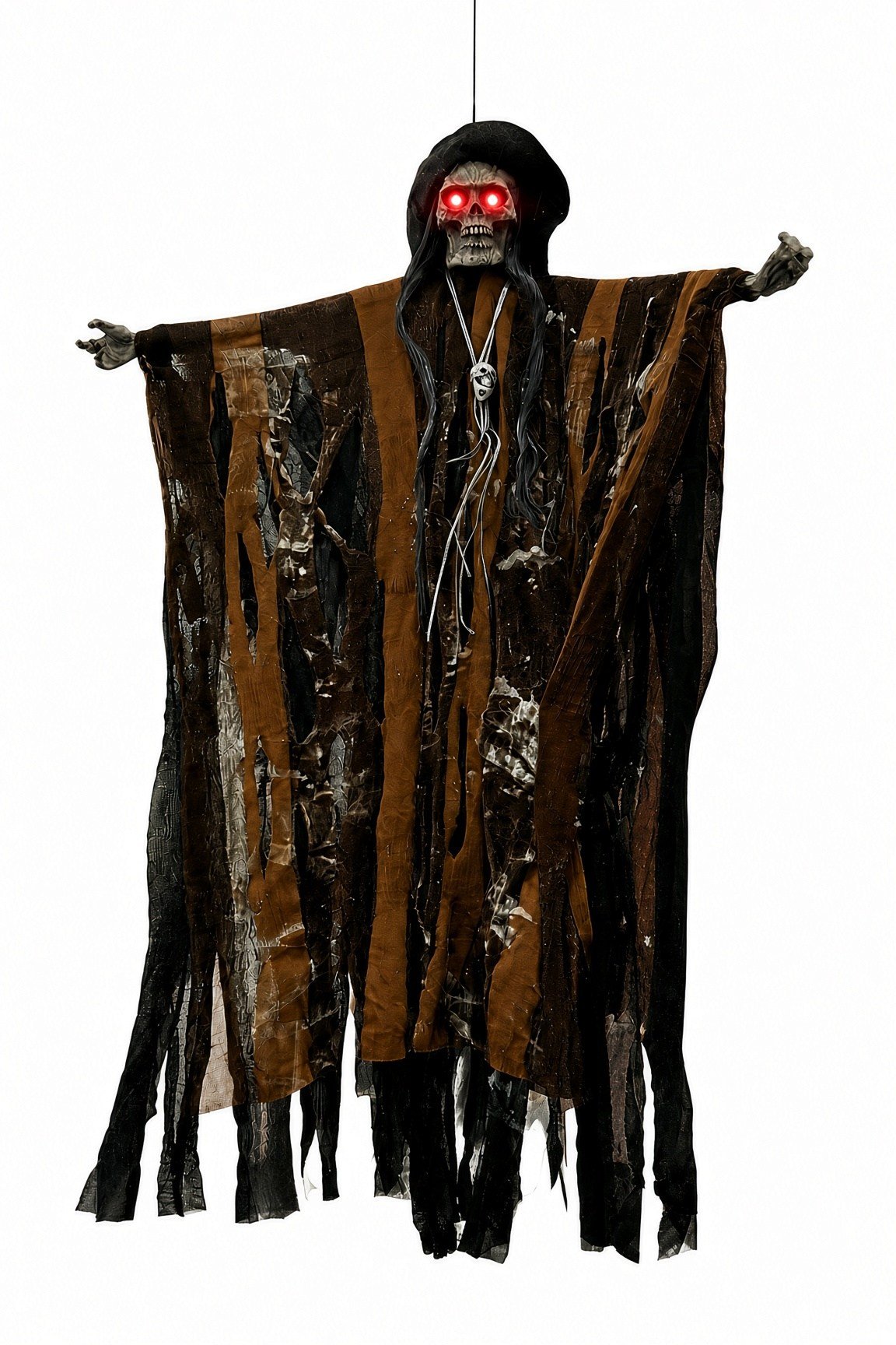 Halloween 70x45 cm Sesli Işıklı Asılabilir İskelet Hayalet  Sese ve Temasa Duyarlı kahve