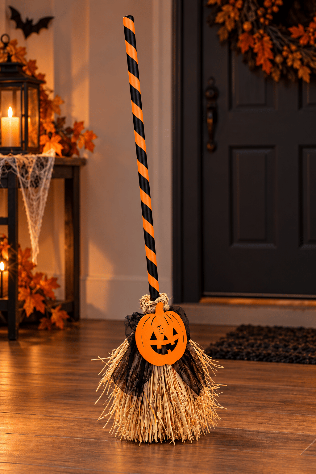 Halloween 79 CM Dans Eden Yürüyen sesli ışıklı süpürge Turuncu Balkabağı