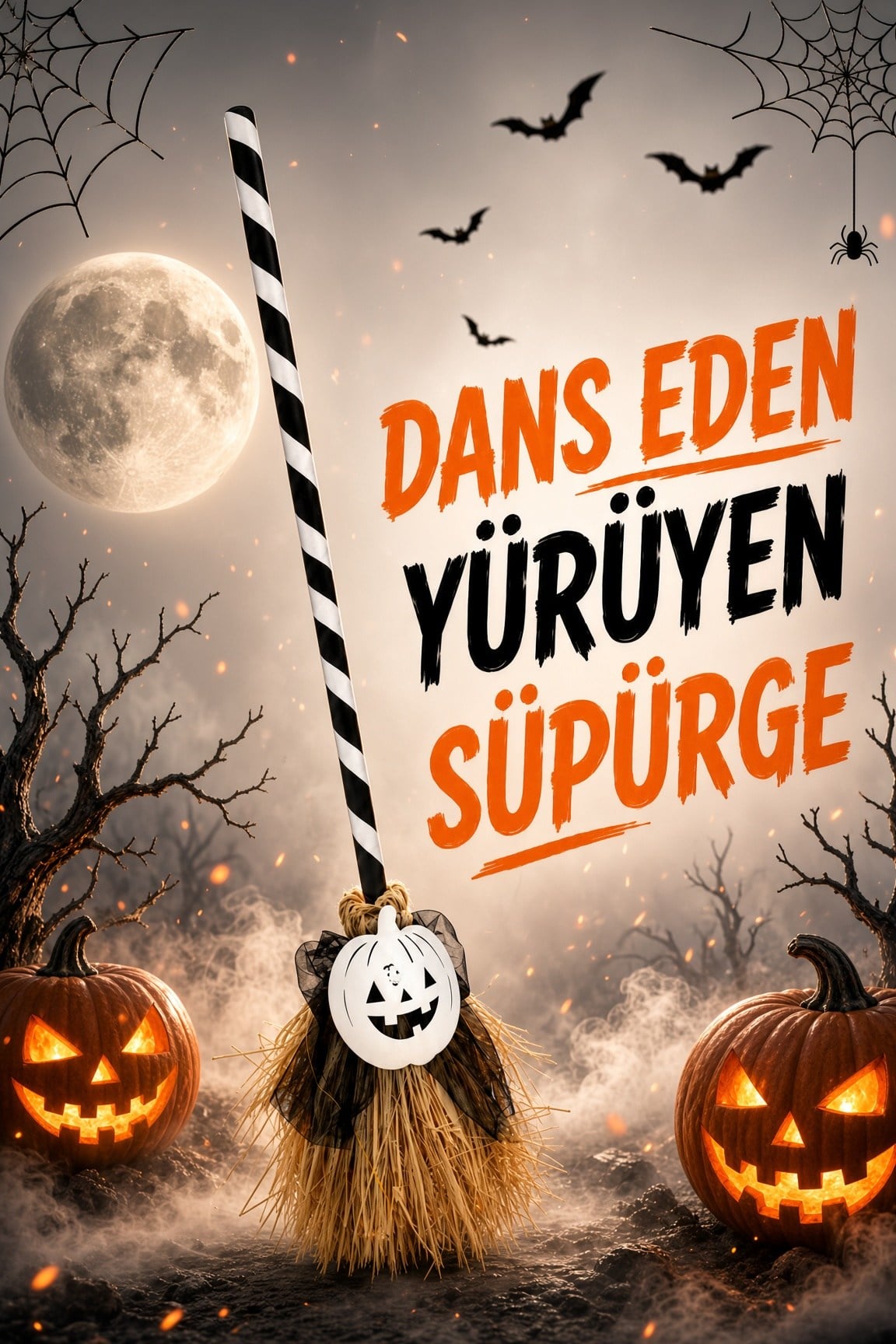Halloween 79 CM Dans Eden Yürüyen sesli ışıklı süpürge