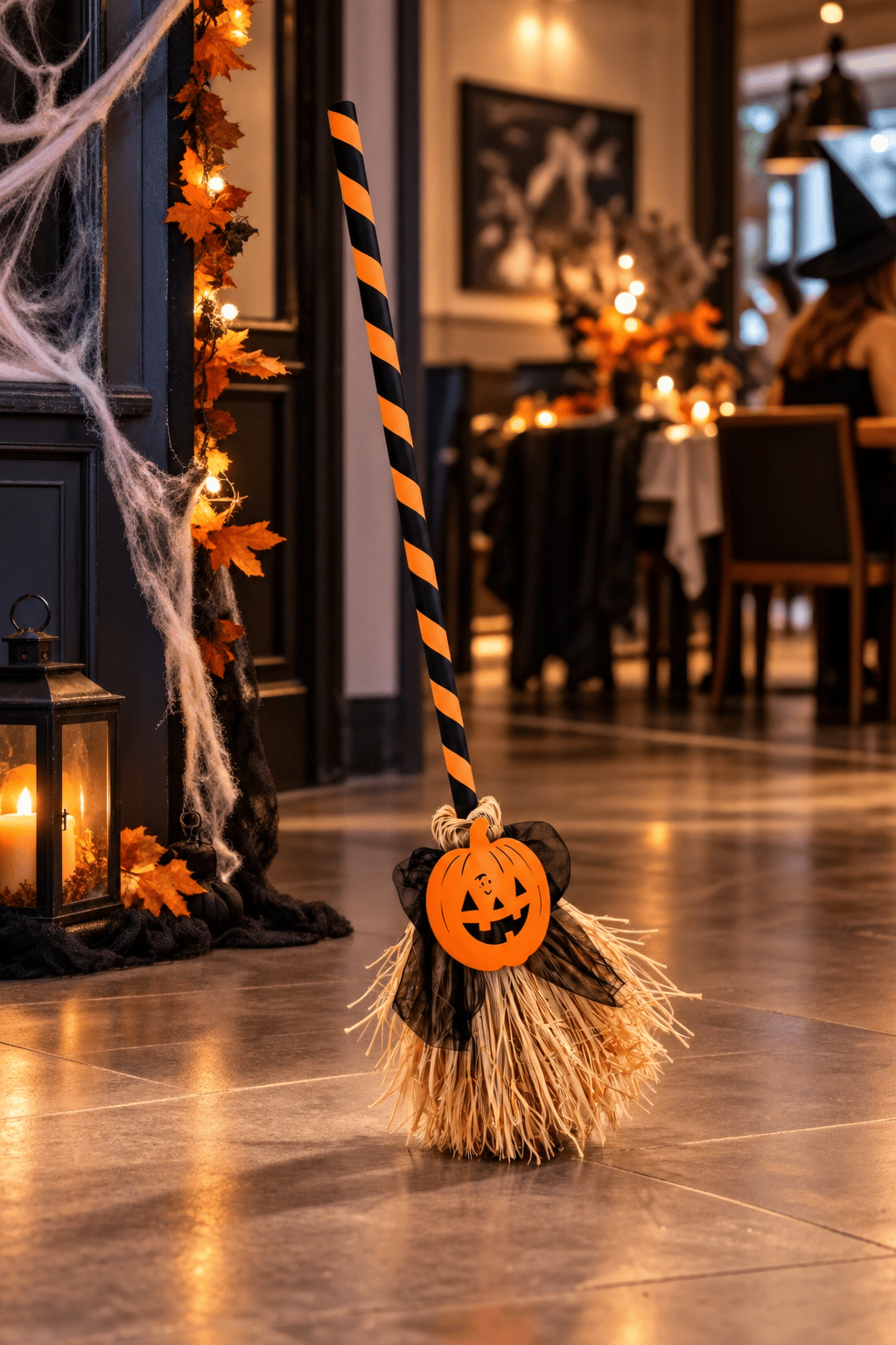 Halloween 79 CM Dans Eden Yürüyen sesli ışıklı süpürge Turuncu Balkabağı