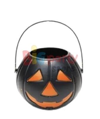 Halloween Bal Kabağı Mumluk Tekli 10 Cm Siyah